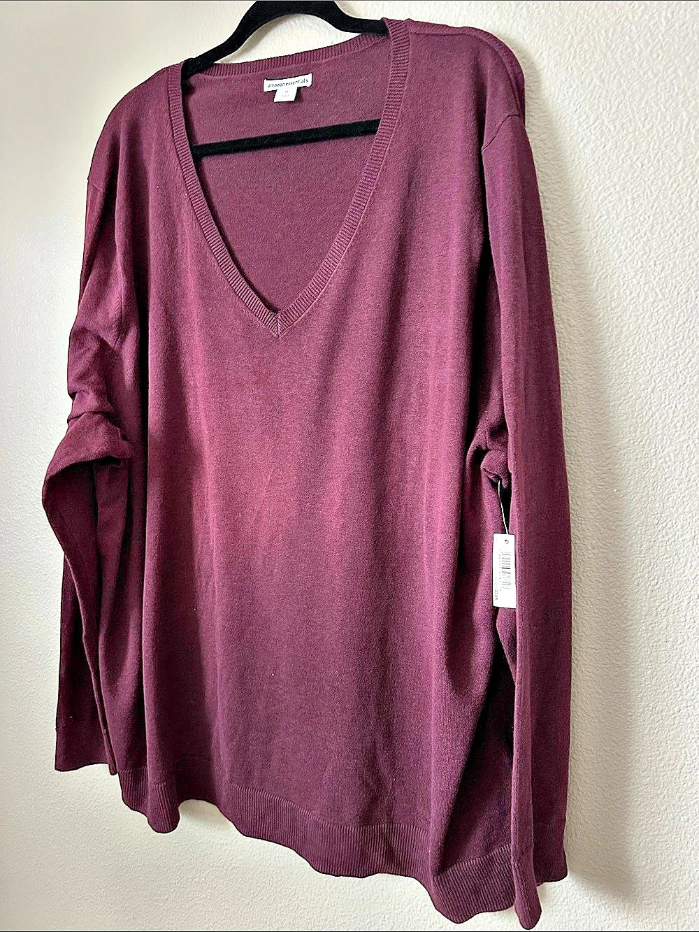Men's 5x Amazon Essentials V-Neck Sweater Burgundy NWT
